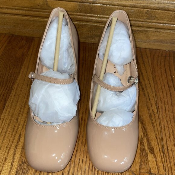 Journee Collection Wide Okenna Pumps Square Toe Mary Jane Nude - Picture 4 of 6